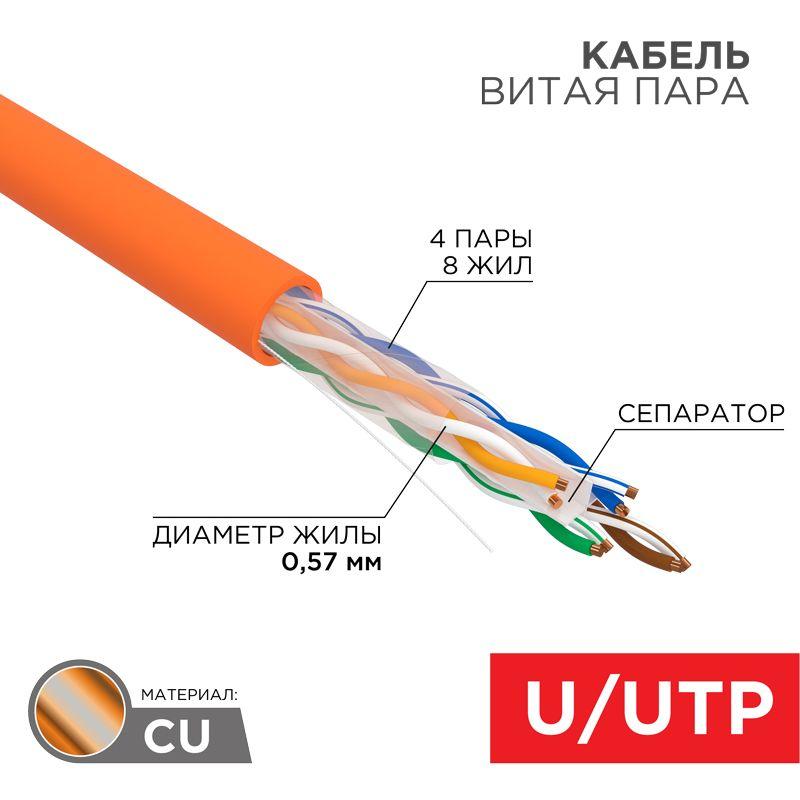 Кабель UTP  4PR  23AWG  CAT6  305м нг(А)-HF | 01-0050 | REXANT