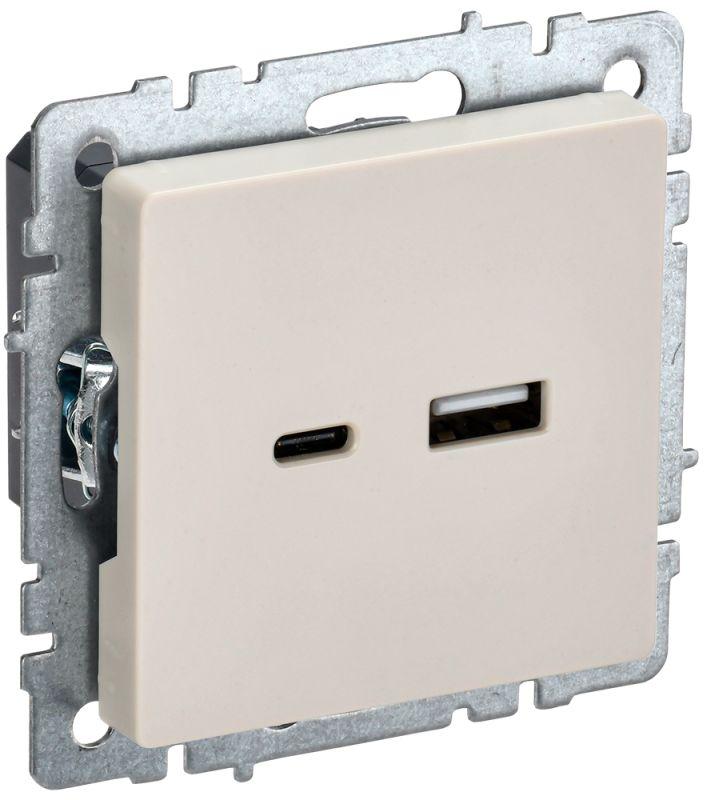 BRITE Розетка USB A+C 18Вт РЮ11-1-БрКр бежевый | BR-U22-018-K10 | IEK