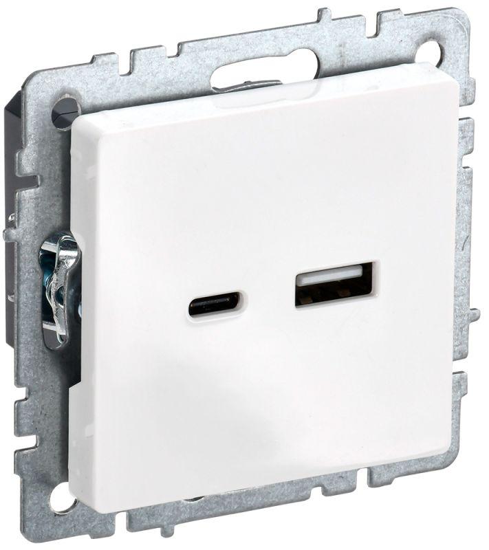 BRITE Розетка USB A+C 18Вт РЮ11-1-БрБ белый | BR-U22-018-K01 | IEK