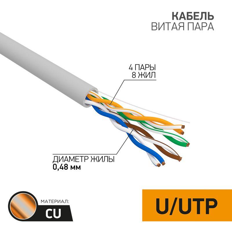 Кабель UTP  4PR  24AWG  CAT5e  305м | 01-0052 | PROconnect