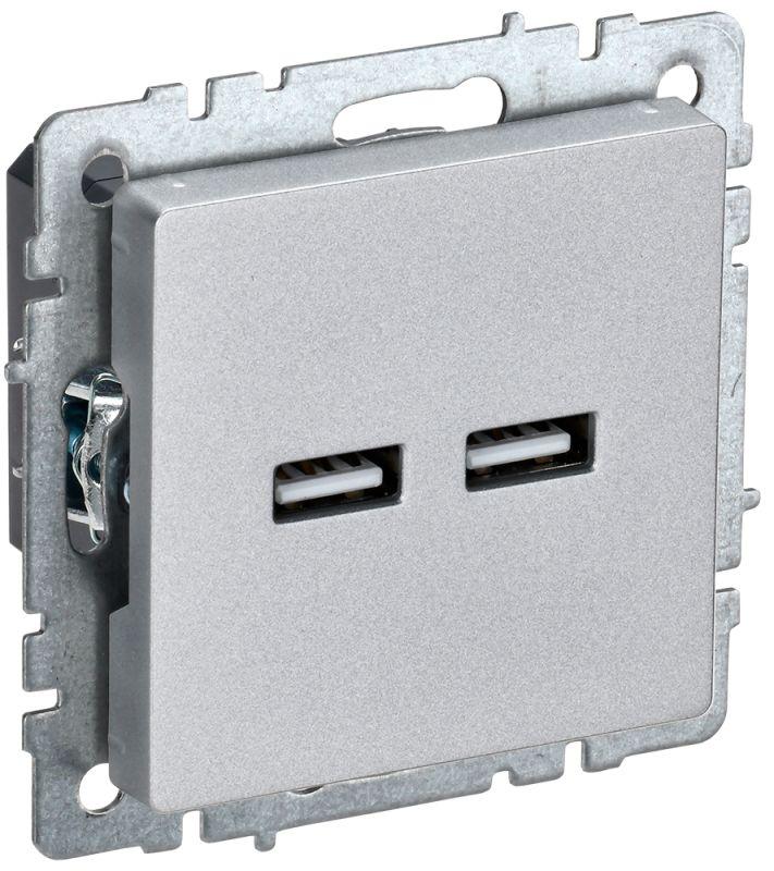 BRITE Розетка USB A+A 3,1А РЮ10-1-БрА алюминий | BR-U21-D31-K47 | IEK