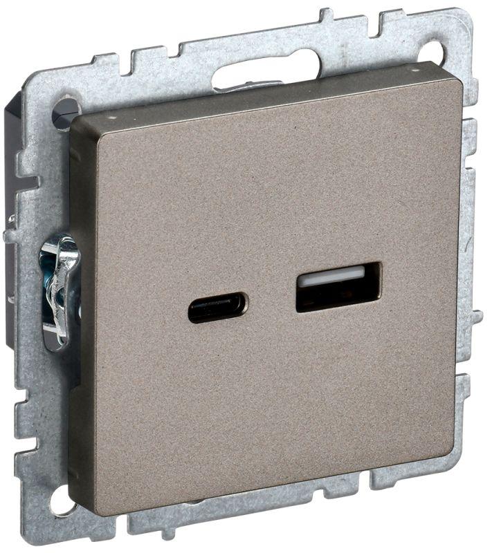 BRITE Розетка USB A+C 18Вт РЮ11-1-БрШ шампань | BR-U22-018-K37 | IEK
