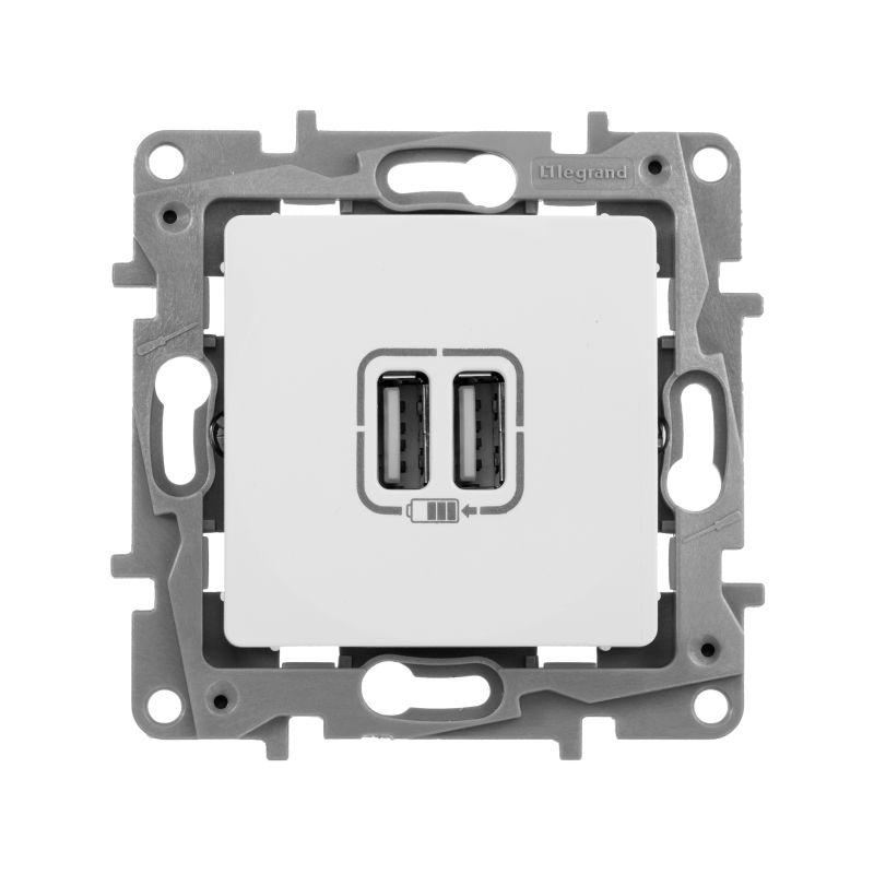Etika Белый Розетка USB 2-ая 240В/5В 2400мА | 672294 | Legrand