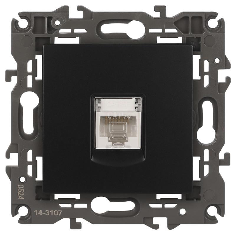 14-3107-05 Электроустановка ЭРА Розетка RJ45, IP20, антрацит | Б0034306 | ЭРА