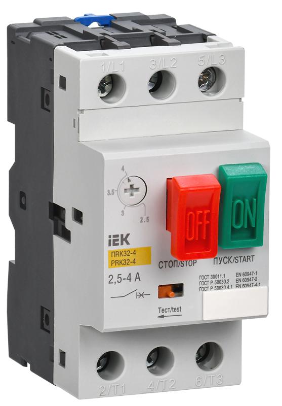 Пускатель ручной кнопочный ПРК32-4 In=4A Ir=2,5-4A Ue 660В | DMS11-004 | IEK