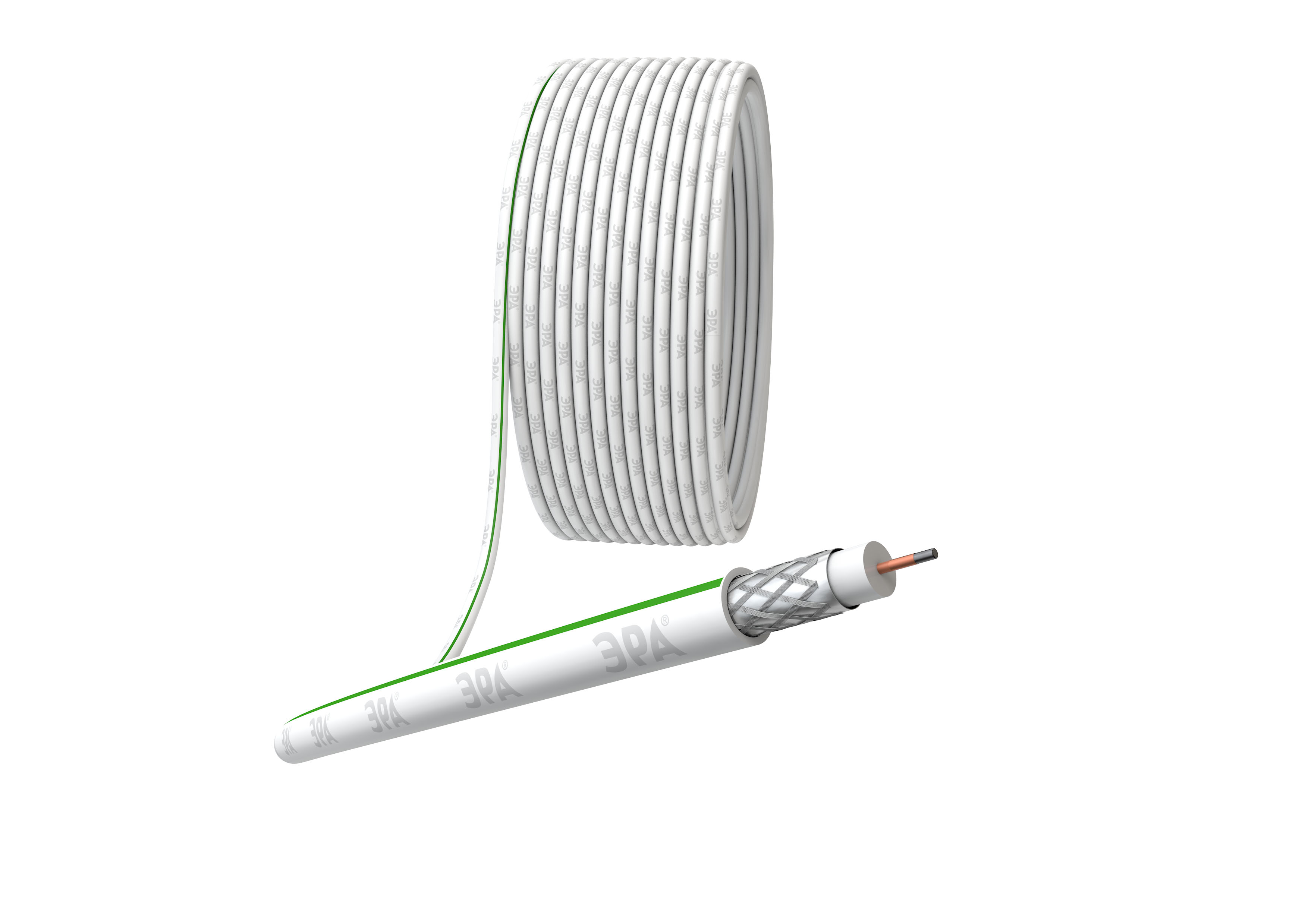 ЭРА Кабель коаксиальный SAT 703 B,75 Ом, CCS/(оплётка Al, 75%), PVC,цвет белый, бухта 100 м | Б00446