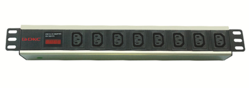 Блок распределения питания  для 19" шкафов, 8 розеток IEC60320 С13, самперметром | R519IEC8AMC14 | D