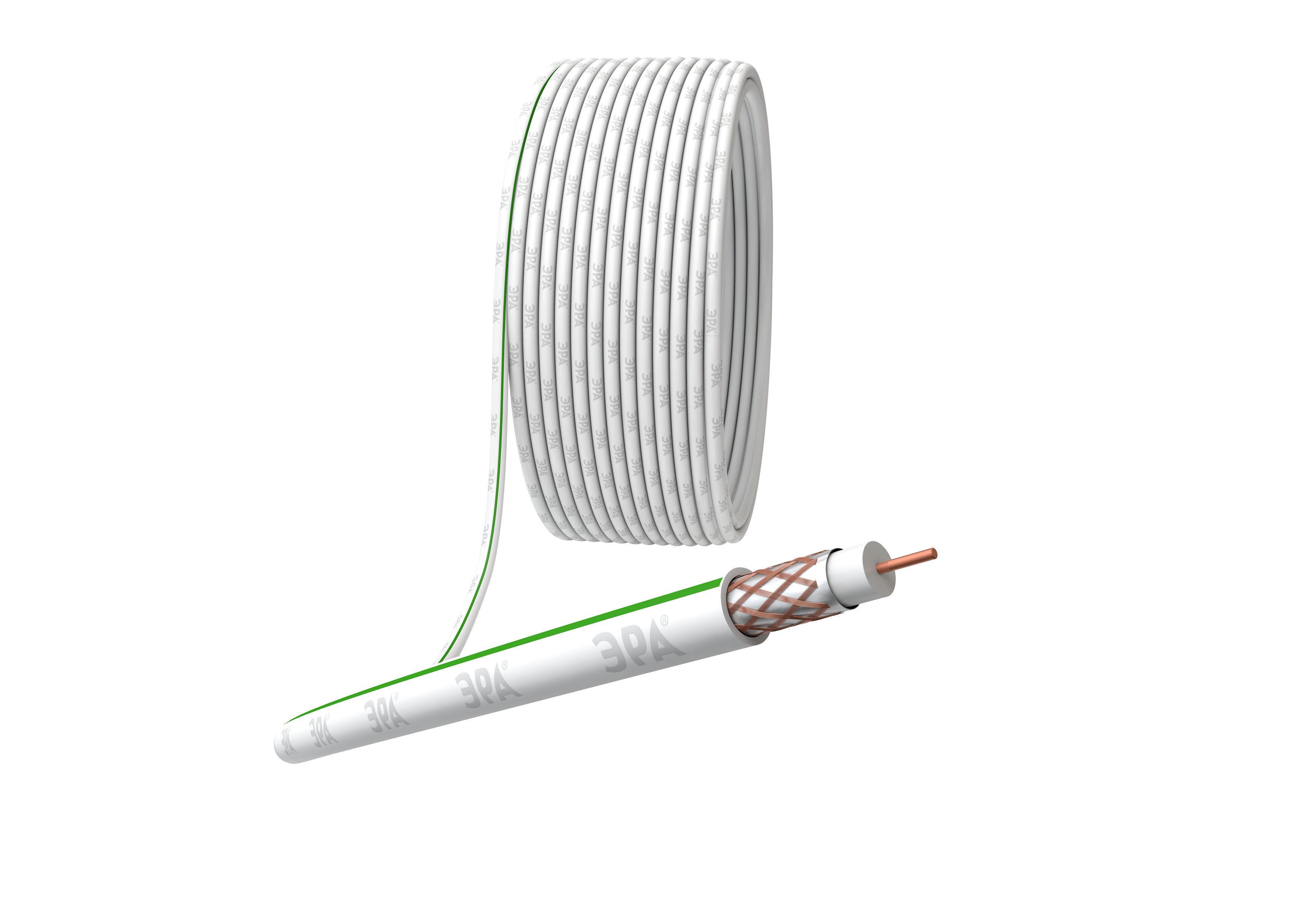 ЭРА Кабель коаксиальный SAT 703 B, 75 Ом, Cu/(оплётка Cu 75%), PVC, цвет белый, бухта 100 м | Б00446